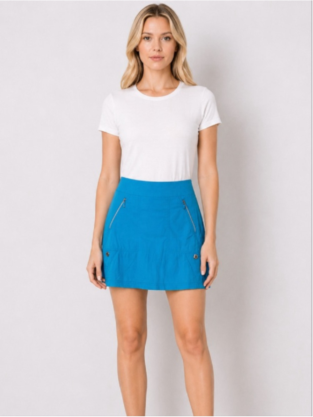 Jamie Sadock Athletic Skort Golf Skirt Turquoise Blue Silver Zip Details Size 10